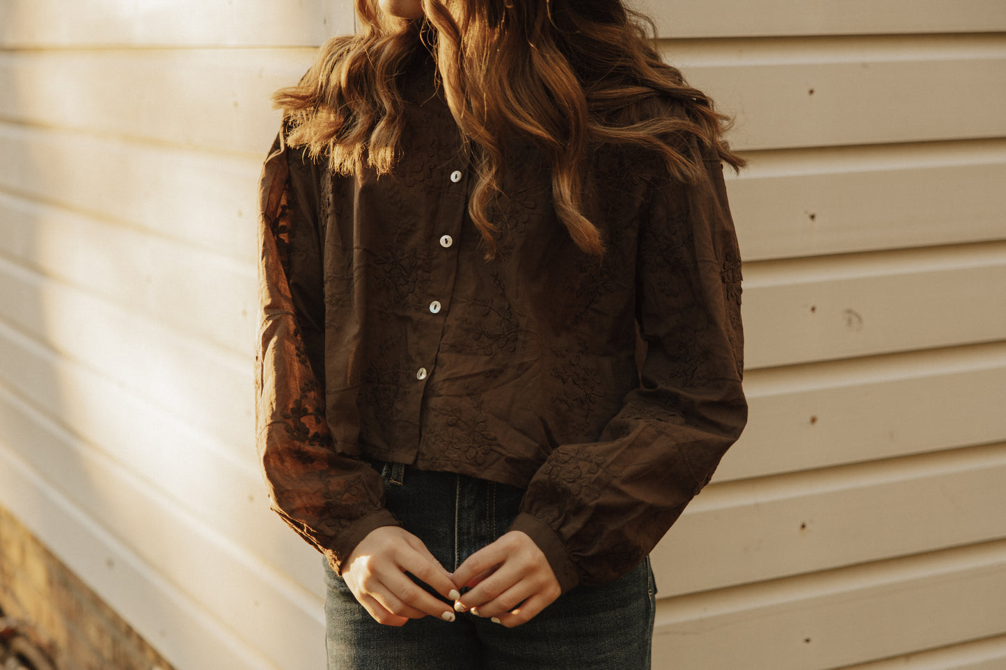 Floral Woven Button Down