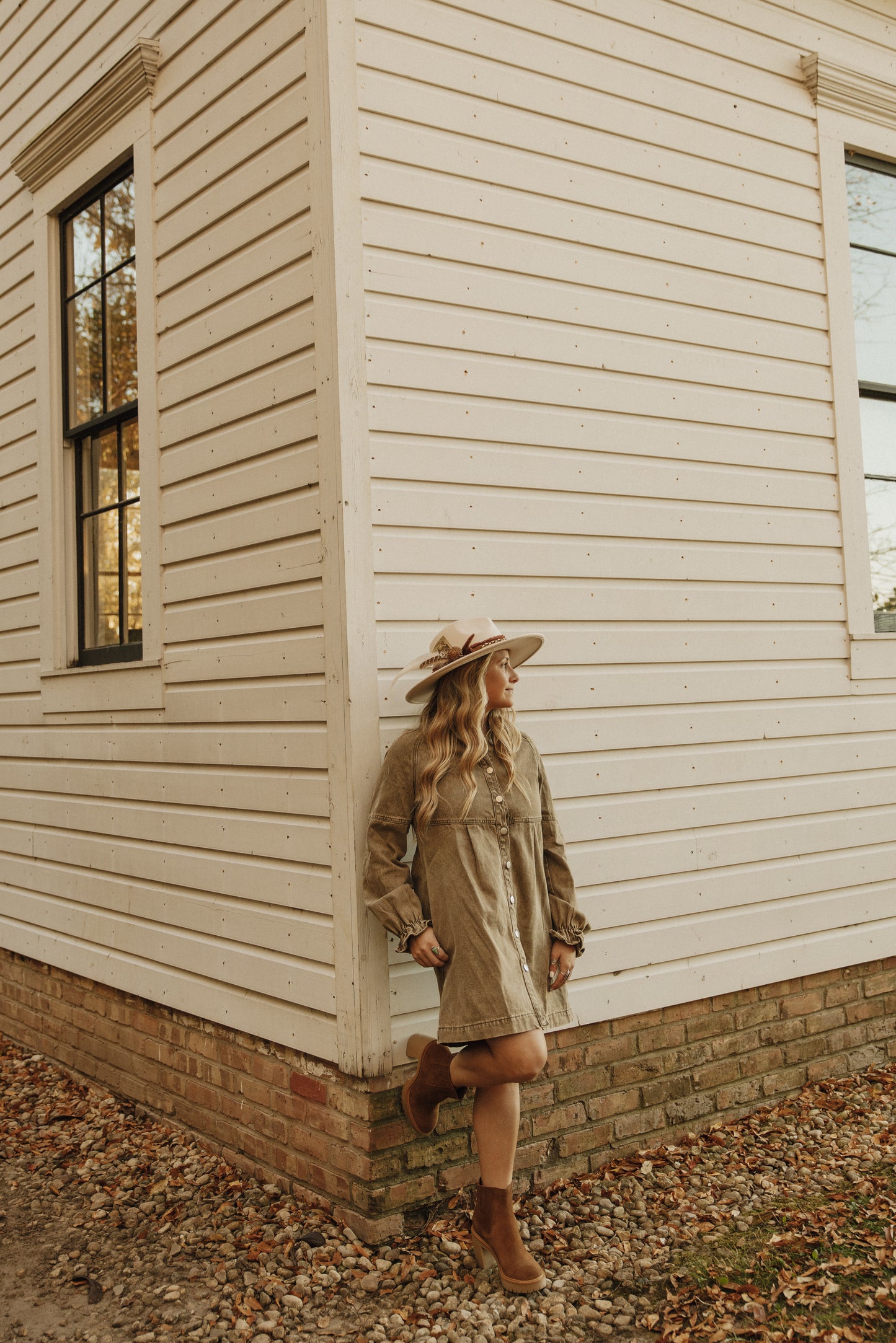 Denim Button Down Olive Dress