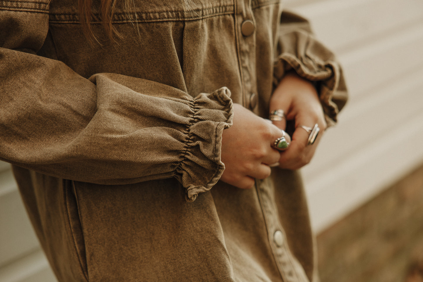 Denim Button Down Olive Dress