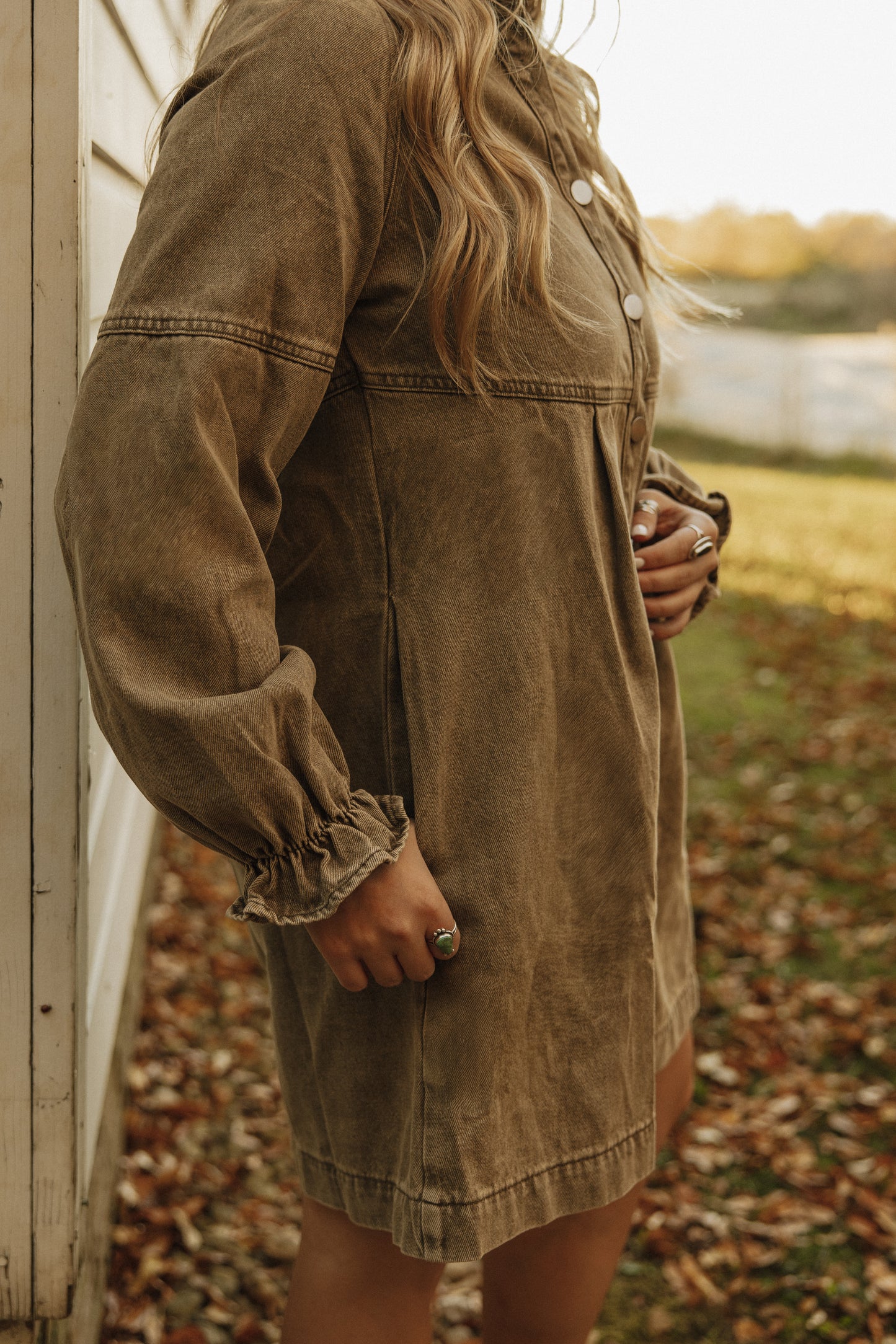 Denim Button Down Olive Dress