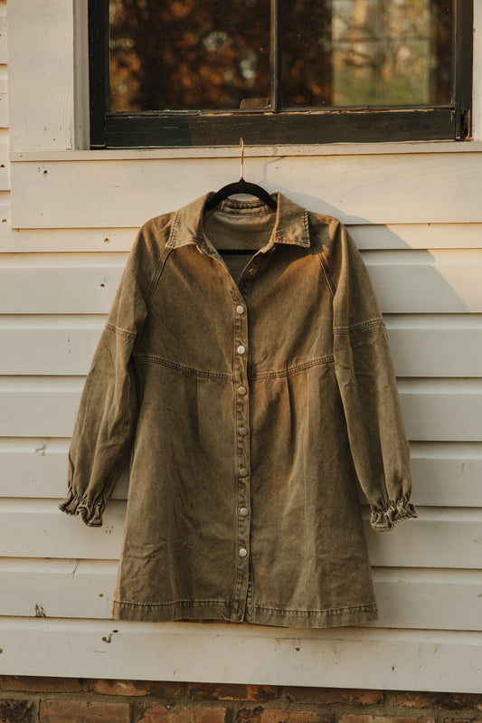 Denim Button Down Olive Dress
