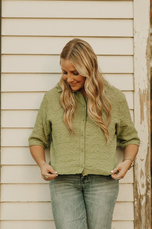 Button Down Sage Blouse