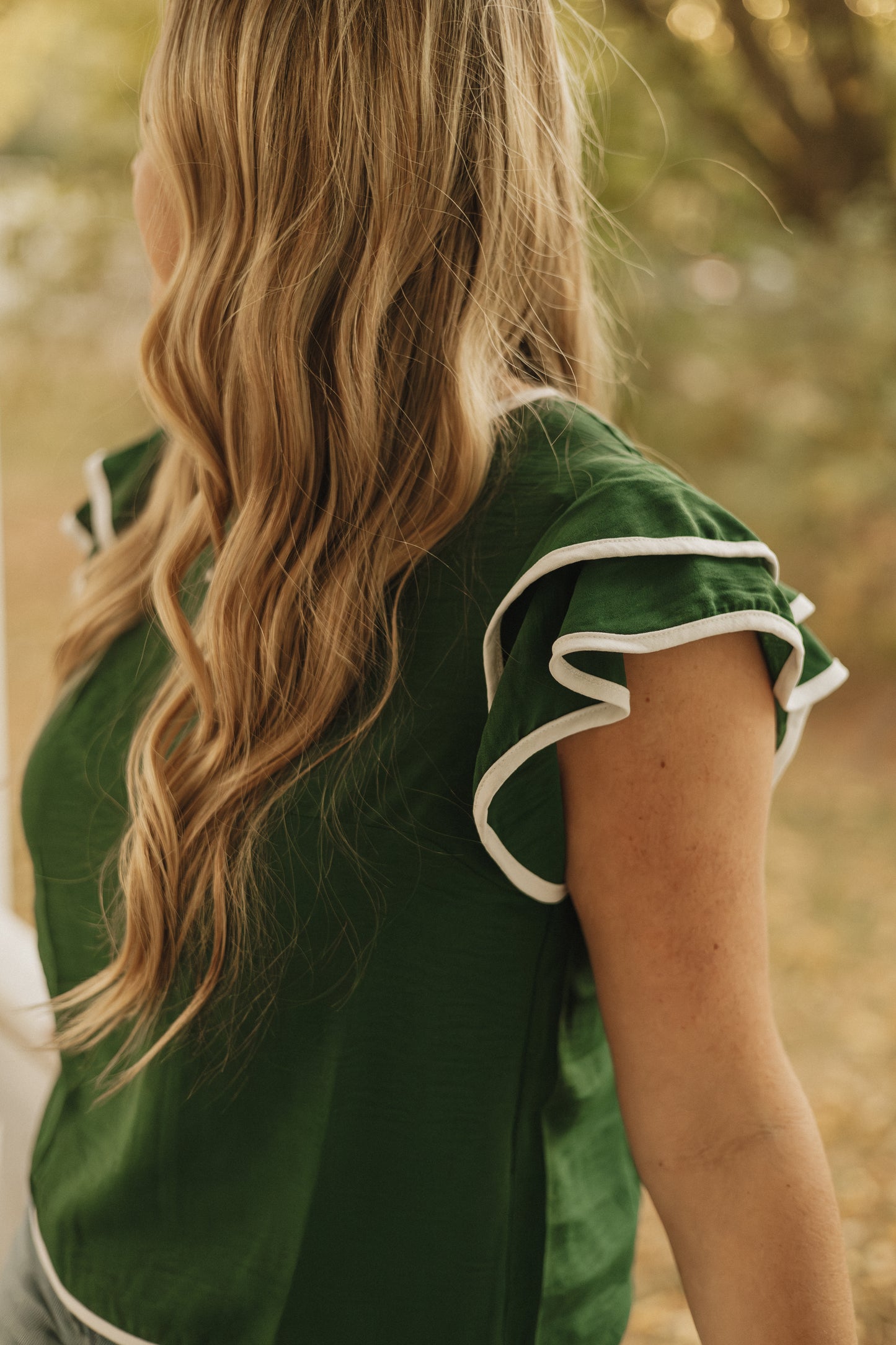 Flutter Sleeve Blouse | Green