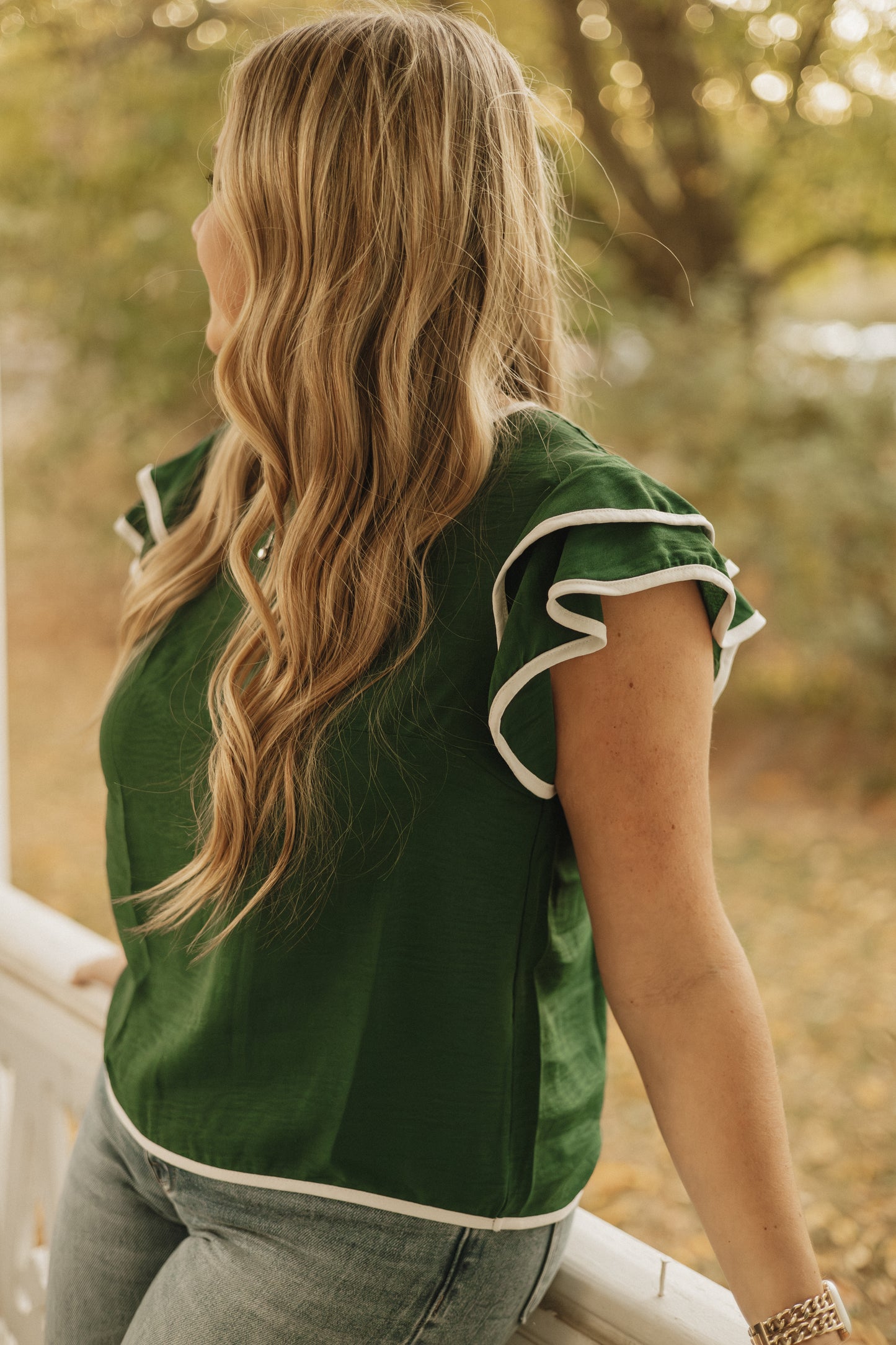Flutter Sleeve Blouse | Green