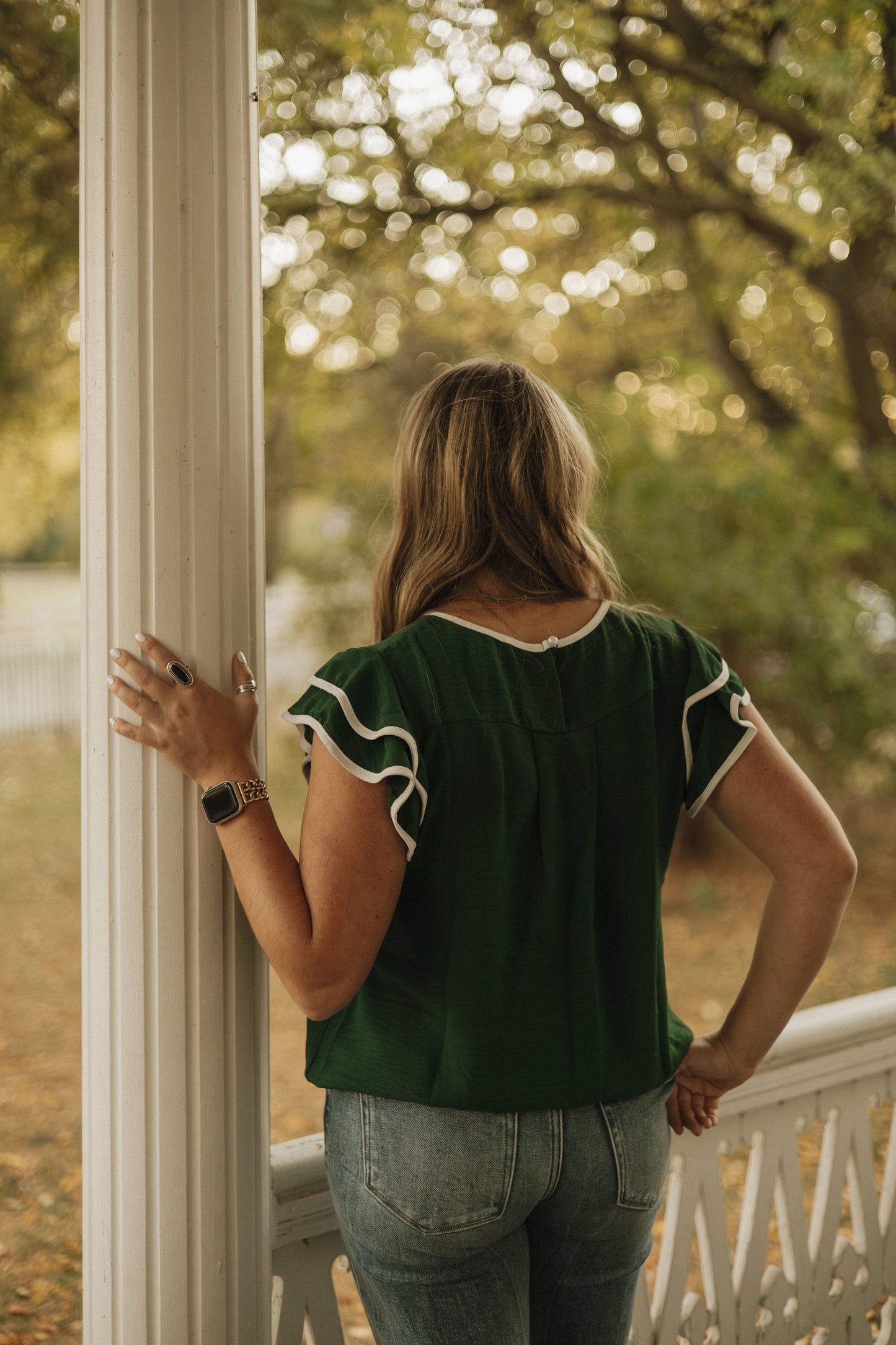 Flutter Sleeve Blouse | Green