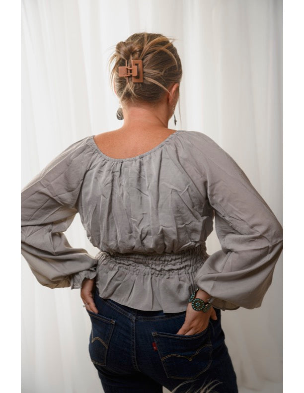 Balloon Sleeve Peasant Top