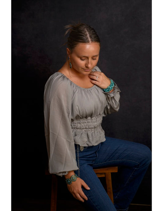 Balloon Sleeve Peasant Top