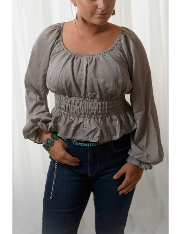 Balloon Sleeve Peasant Top